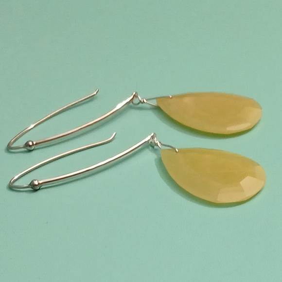 Mine Finds By Jay King .925 Sterling Silver Earrings With Yellow Teardrop Stone - Picture 3 of 6